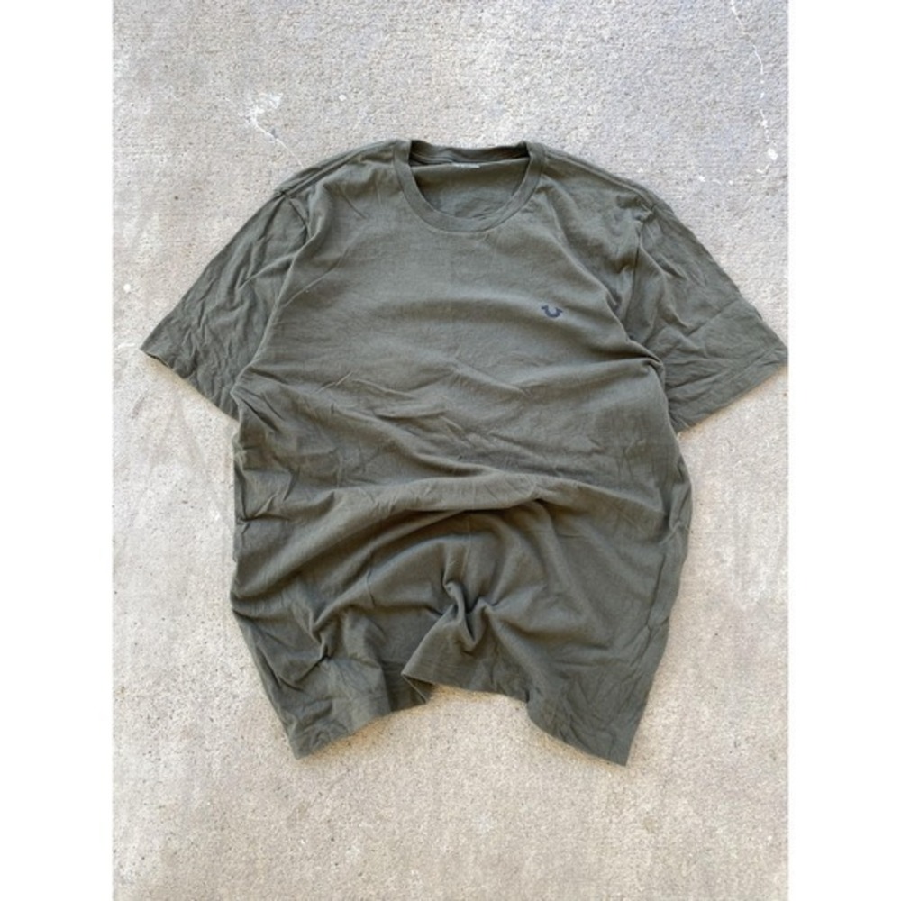 True Religion Shirt Mens XL‎ Olive Green Graphic Tee Crewneck Casual Logo Cotton